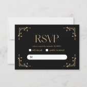 Modern Deco | Elegant Black and Gold Wedding RSVP Karte (Vorderseite)