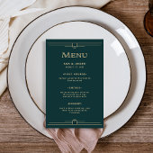Modern Deco Elegant Emerald Green Wedding Menu Flyer