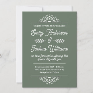 Modern Deco | Elegante grüne und weiße Hochzeit Einladung