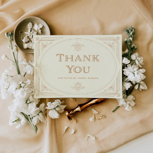 Modern Deco Elegante Hochzeit in Elfenbein und G Dankeskarte