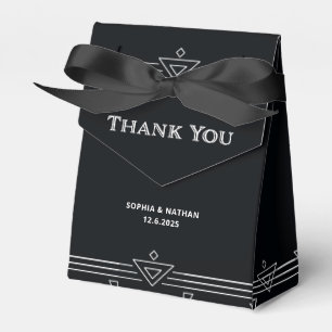 Modern Deco Elegante Onyx Schwarz-Weiße Hochzeit Geschenkschachtel