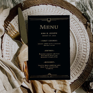 Modern Deco Elegante schwarze und goldene Hochze Flyer