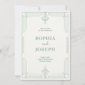 Modern Deco | Elegantes Hellgrün und sanftes Elfen Save The Date (Vorderseite)