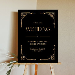 Modern Deco Gold and Black Welcome Wedding Poster
