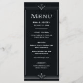 Modern Deco | Reiches Schwarz Menükarte (Vorderseite)