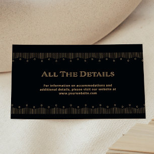 Modern Deco Schwarze und goldene Hochzeitsdetail Begleitkarte