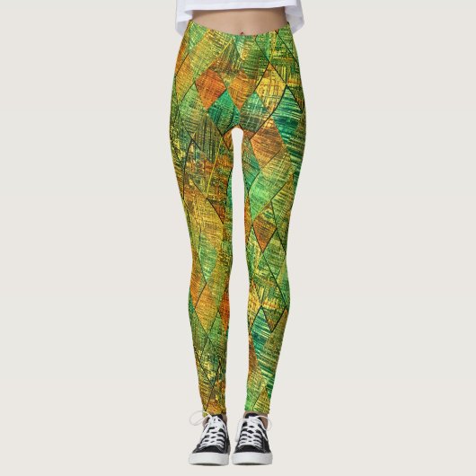 Modern Decorative Geometric Stained Glass Leggings (Vorderseite)