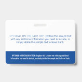 Modern Deep Blue Block Foto Name Tag Ausweis (Rückseite)