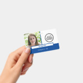 Modern Deep Blue Block Foto Name Tag Ausweis (Handheld)