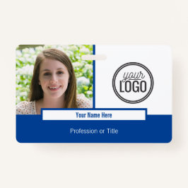 Modern Deep Blue Block Foto Name Tag Ausweis