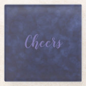 Modern Deep Blue Bokeh Cheers Glass Untersetzer (Vorderseite)