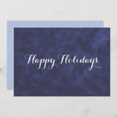 Modern Deep Blue Bokeh Happy Holidays Card Einladung (Vorne/Hinten)