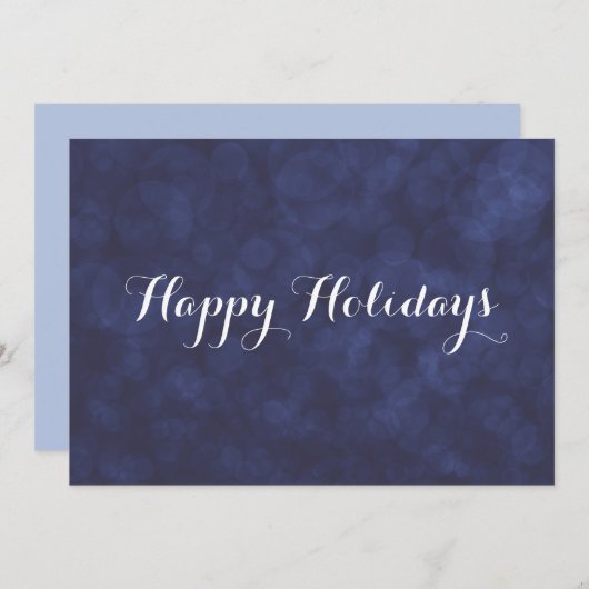 Modern Deep Blue Bokeh Happy Holidays Card Einladung (Vorne/Hinten)