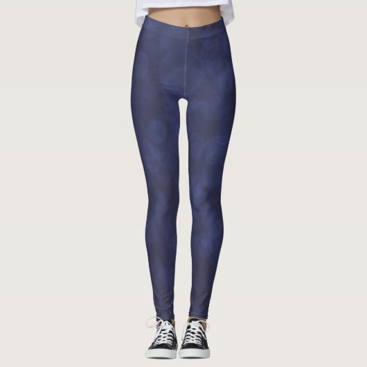 Modern Deep Blue Bokeh Leggings (Vorderseite)