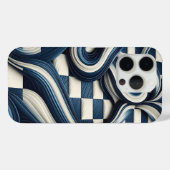 Modern Deep Blue & Ivory Fluid Waves Phone Case (Rückseite (Horizontal))