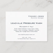 Modern Deep Blue Power Pressure Wash  Visitenkarte (Rückseite)