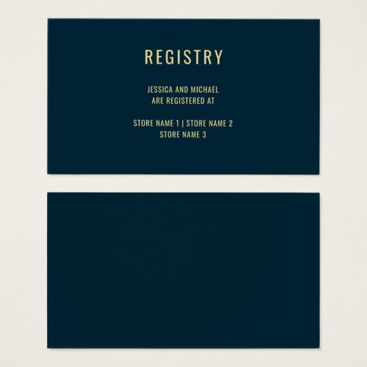Modern Deep Blue Simple Wedding Registry Card (Vorne & Hinten)