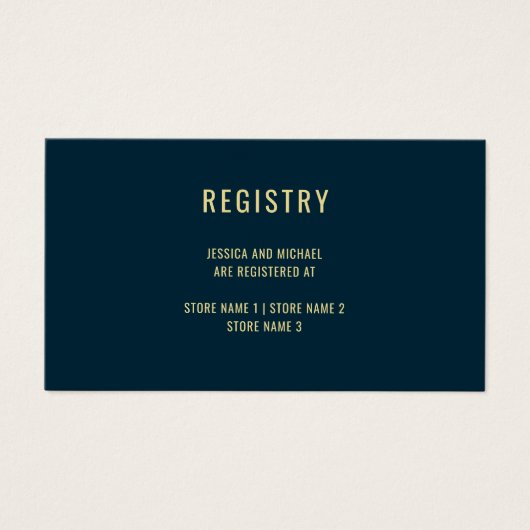 Modern Deep Blue Simple Wedding Registry Card (Vorderseite)