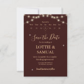 Modern Deep burgundy Fairy Lights Save The Date (Vorderseite)