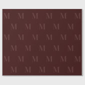Modern Deep Burgundy Minimalistisch Monogram Geschenkpapier (Flach)