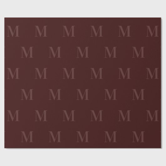 Modern Deep Burgundy Minimalistisch Monogram Geschenkpapier (Flach)