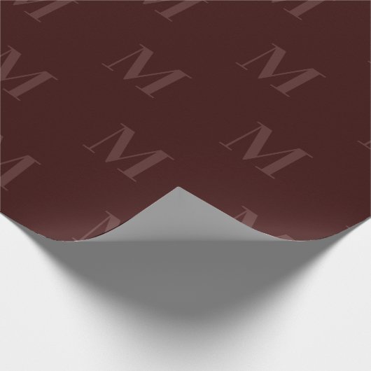 Modern Deep Burgundy Minimalistisch Monogram Geschenkpapier (Ecke)
