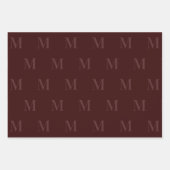 Modern Deep Burgundy Minimalistisch Monogram Geschenkpapier Set (Vorderseite 3)