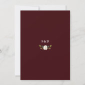Modern Deep Burgundy White Ivory Flowers Wedding Einladung (Rückseite)