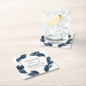 Modern Deep Indigo Blue und Gold Frame Rechteckiger Pappuntersetzer (Vor Ort)