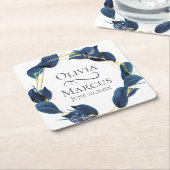 Modern Deep Indigo Blue und Gold Frame Rechteckiger Pappuntersetzer (angewinkelt)