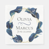 Modern Deep Indigo Blue und Gold Frame Serviette (Vorderseite)