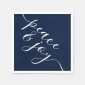Modern Deep Midnight Blue Peace and Freude Christm Serviette (Vorderseite)