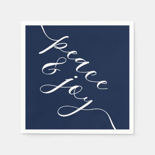 Modern Deep Midnight Blue Peace and Freude Christm Serviette (Vorderseite)
