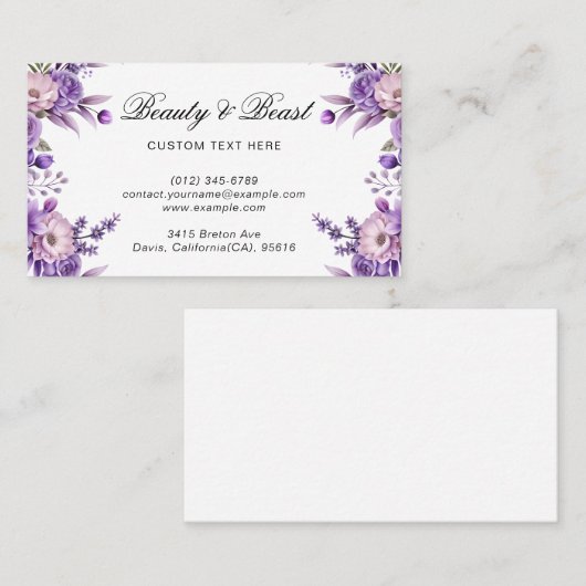 Modern Deep Pink Floral Calling Card with Elegance Telefonnummerkarte (Vorne/Hinten)