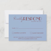 Modern Deep Red Blue Classy Fancy Wedding RSVP Karte (Vorderseite)