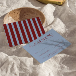 Modern Deep Red Blue Classy Fancy Wedding RSVP Karte
