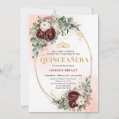 Modern Deep Red Flowers 15th Birthday Invitation Einladung (Vorderseite)