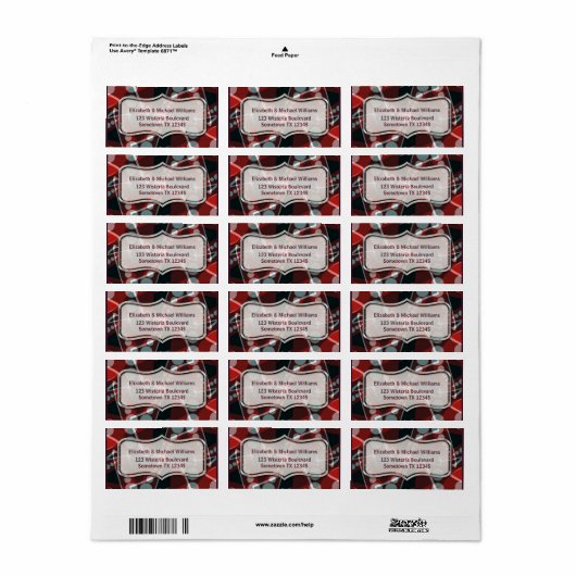 Modern Deep Red+Grau Abstrakt Address Labels Adressaufkleber (Vorne)