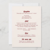 Modern Deep Red Retro Bold All In One Wedding Einladung (Rückseite)