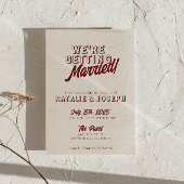 Modern Deep Red Retro Bold Unique QR Code Wedding Einladung