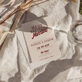 Modern Deep Red Retro Bold Unique QR Code Wedding Einladung