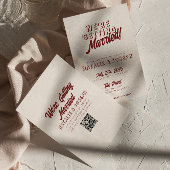 Modern Deep Red Retro Bold Unique QR Code Wedding Einladung