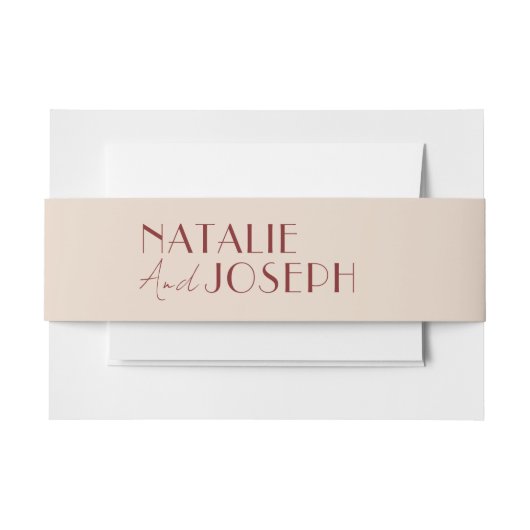 Modern Deep Red Unique Fancy Wedding Einladungsbanderole (Vorderseite Beispiel)