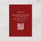 Modern Deep Red Wedding Details Qr Code Begleitkarte (Vorderseite)