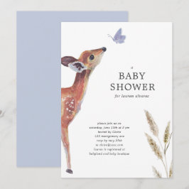 Modern Deer Blue Boy Baby Shower Einladung