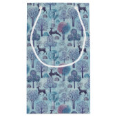 Modern Deer Forest Blue and Purple Holiday Kleine Geschenktüte (Rückseite)