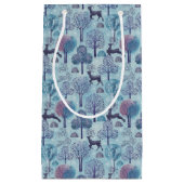 Modern Deer Forest Blue and Purple Holiday Kleine Geschenktüte (Vorderseite)