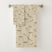 Modern Deer Illustration Beige Pattern Bath Towel Badhandtuch Set (Insitu)