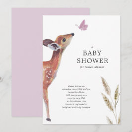 Modern Deer Pink Girl Baby Dusche Einladung