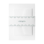 Modern Deko Light Silver White und Green Monogramm Einladungsbanderole (Vorderseite Beispiel)